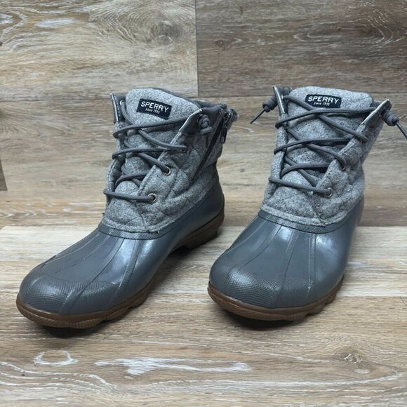 Sperry Syren Gulf Gray Wool Quilt Duck Boots Women's Size 8 - Picture 1 of 5